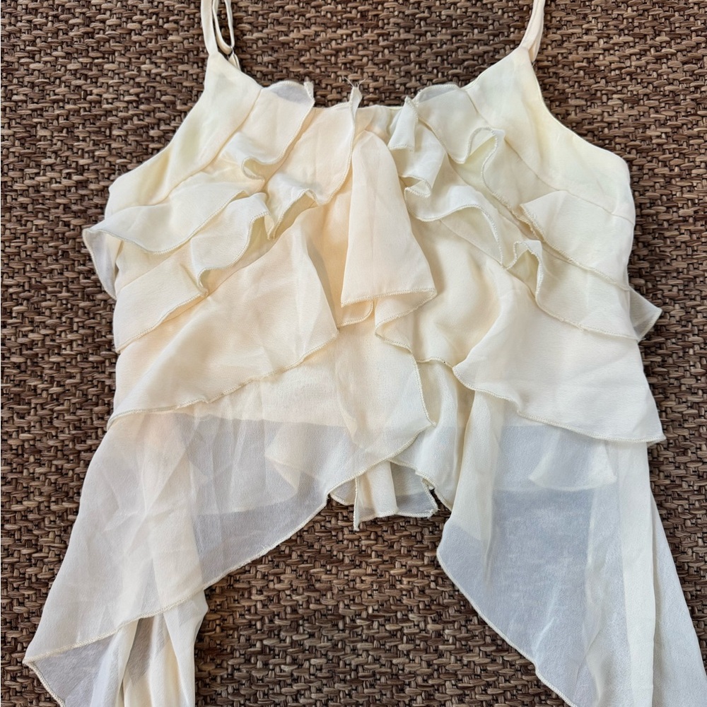 Elegant Cream Ruffled Women's Top